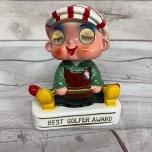 VINTAGE Bobblehead BEST GOLFER AWARD Capri Creations Holographic Eyes Japan